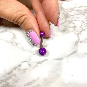 Purple pink marble belly ring